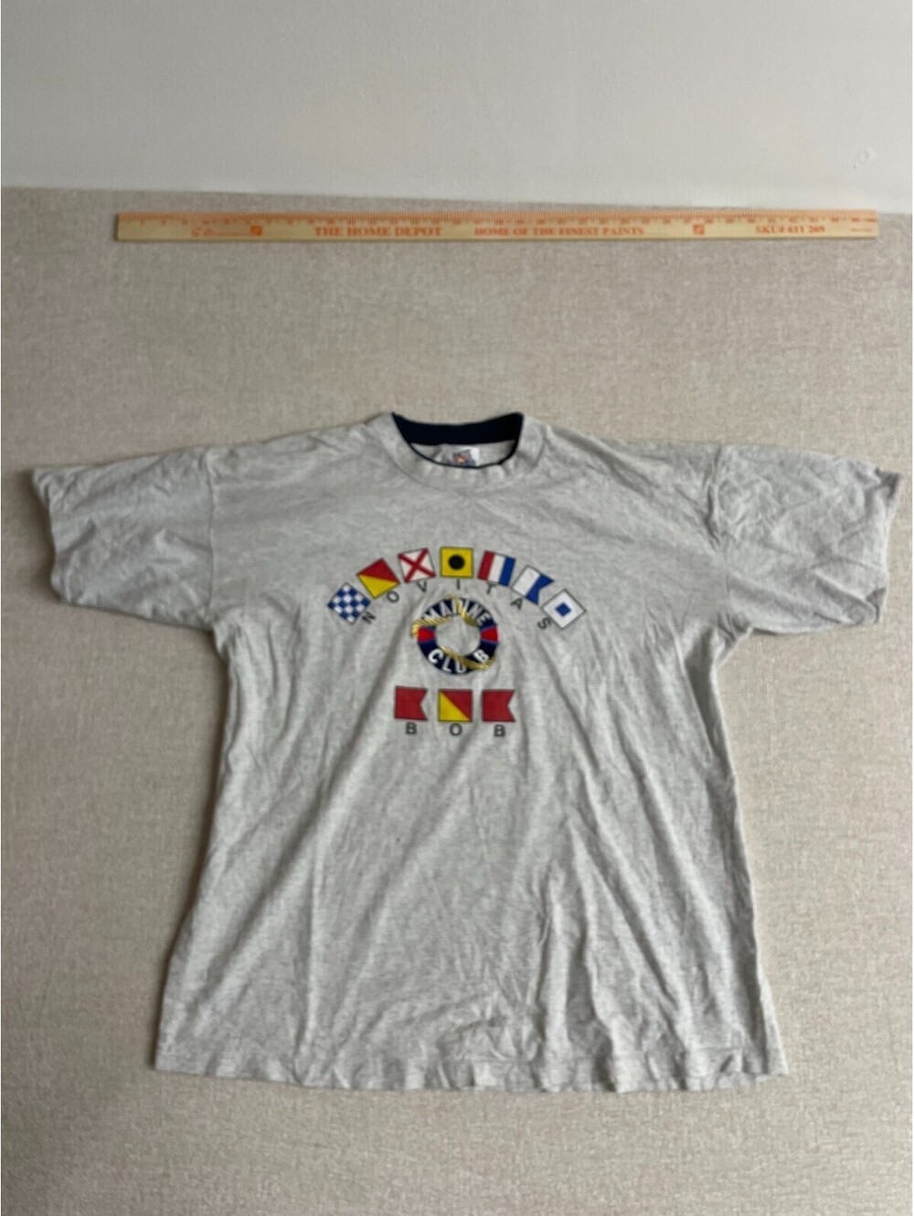 Vintage Hot Names Novitas Marine Club Bob Nautical T Shirt Gray Double Collar XL
